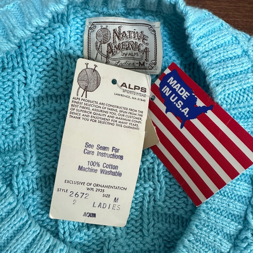Vintage Deadstock‎ Blue Chunky Sleeveless Sweater Vest Sz Medium - Picture 5 of 5